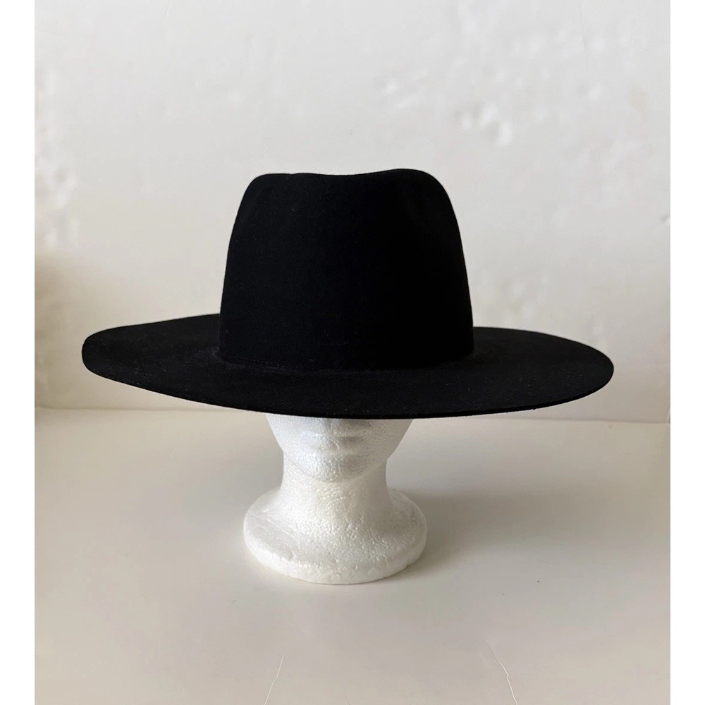 NEW American Hat Makers Rancher I Men's Black Wide Brim Felt Fedora Hat XL 61cm